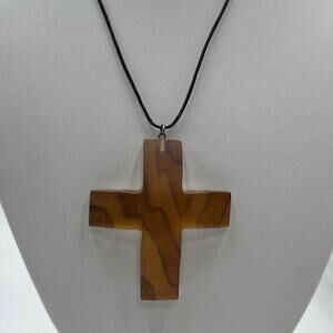 HOST PICK 7/5  Alexis Bittar Vermeil 925 Golden‎ Lucite 3D Cross Brown Necklace